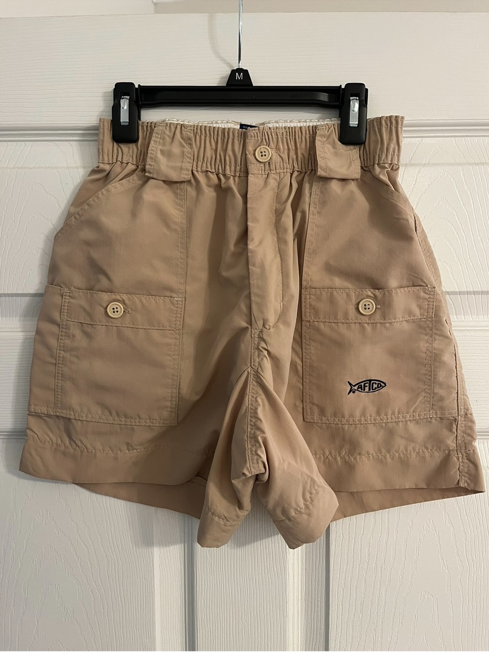 AFTCO Men's Khaki Cargo Shorts with Logo Patch